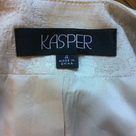 Kasper 4 Cream Ivory Jacquard Blazer Jacket Formal - Picture 9 of 10